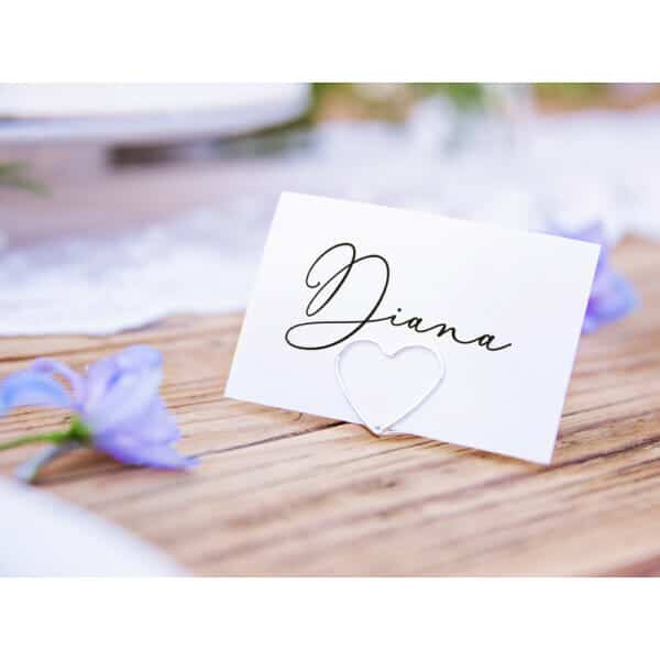 Place Card Holders Hearts, Silver, 2.5 cm (1 pkt / 10 pc.)