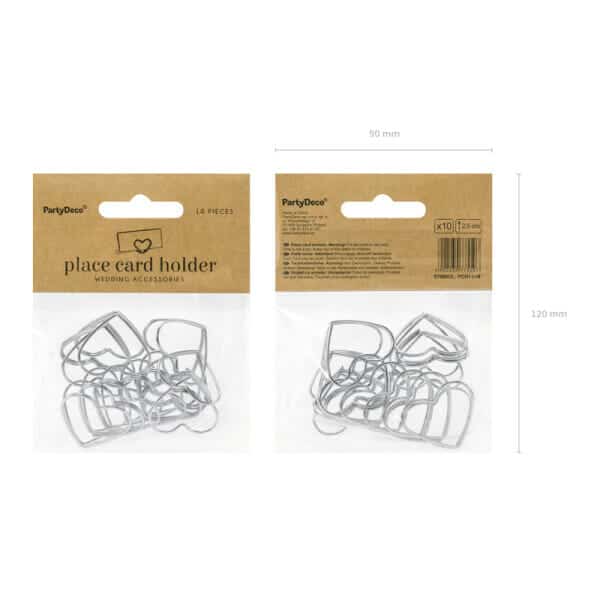 Place Card Holders Hearts, Silver, 2.5 cm (1 pkt / 10 pc.)