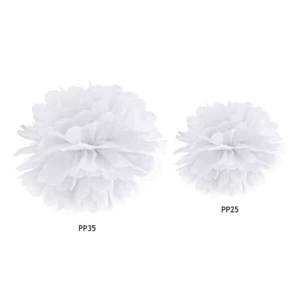 Tissue Paper Pompom, White, 25cm