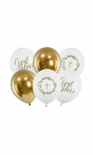 God Bless Latex Balloons 30cm Pastel Pure White (Assorted Design) - 6pk