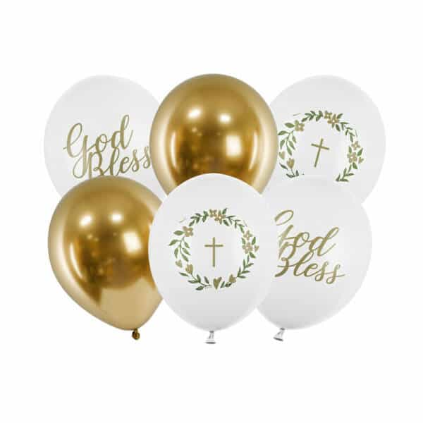God Bless Latex Balloons 30cm Pastel Pure White (Assorted Design) - 6pk