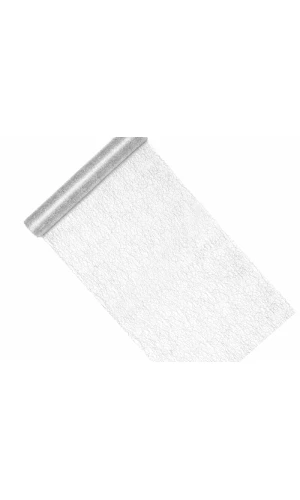 Decorative Mesh Table Runner - Fiber, Silver, 0.36x9M