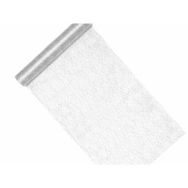 Decorative Mesh Table Runner - Fiber, Silver, 0.36x9M