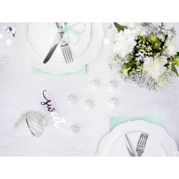 Decorative Mesh Table Runner - Fiber, Silver, 0.36x9M