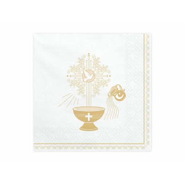 Napkins Holy Baptism, 33x33cm, Gold (1 pkt / 20 pc.)