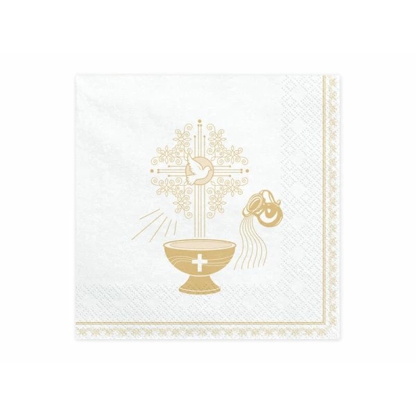 Napkins Holy Baptism, 33x33cm, Gold (1 pkt / 20 pc.)