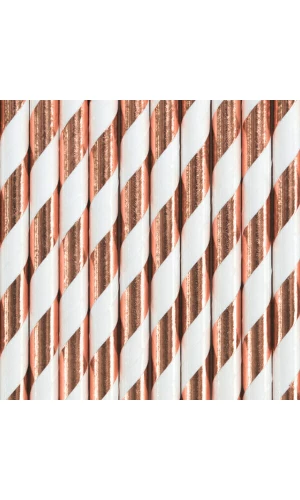 Paper Straws, Light Rose Gold, 19.5cm (1 pkt / 10 pc.)