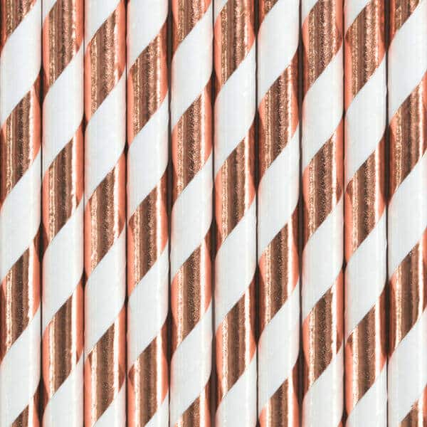 Paper Straws, Light Rose Gold, 19.5cm (1 pkt / 10 pc.)