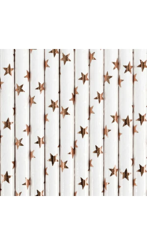 Paper Straws, Light Rose Gold, 19.5cm (1 pkt / 10 pc.)
