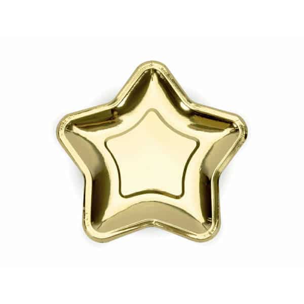 Paper Plates Star, Gold, 23cm (1 pkt / 6 pc.)