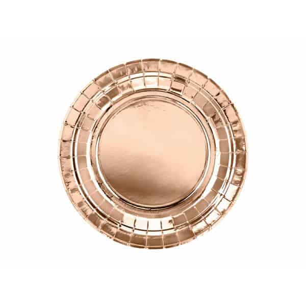 Round Paper Plates, Rose Gold, 18cm (1 pkt / 6 pc.)