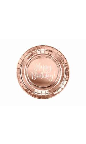 Plates Happy Birthday!, Rose Gold, 18cm (1 pkt / 6 pc.)