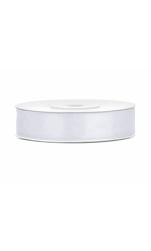 Satin Ribbon, White, 12mm (Sold Per Metre)
