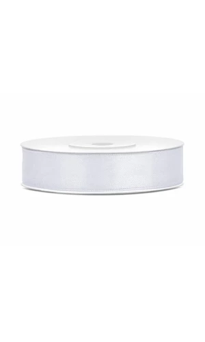 Satin Ribbon, White, 12mm (Sold Per Metre)