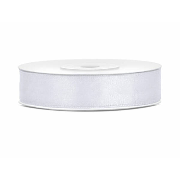 Satin Ribbon, White, 12mm (Sold Per Metre)