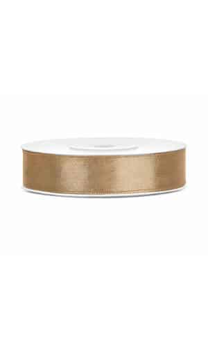 Satin Ribbon, Light Gold, 12mm (Sold Per Metre)