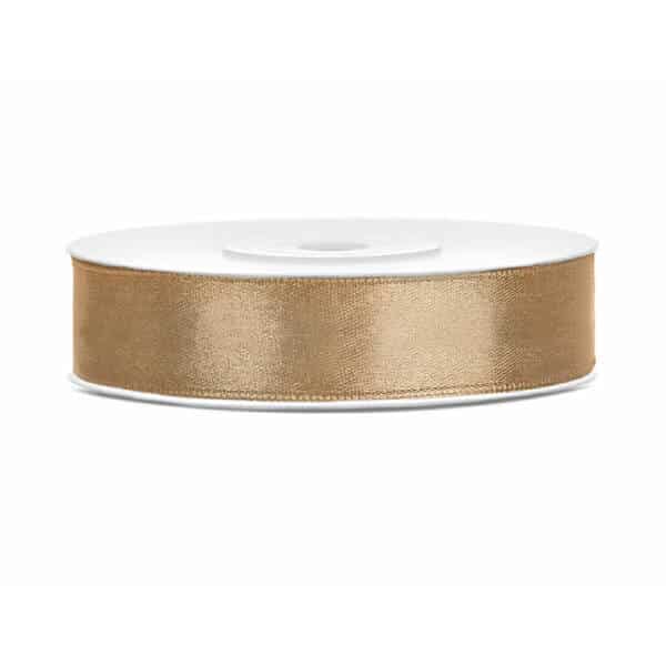 Satin Ribbon, Light Gold, 12mm (Sold Per Metre)