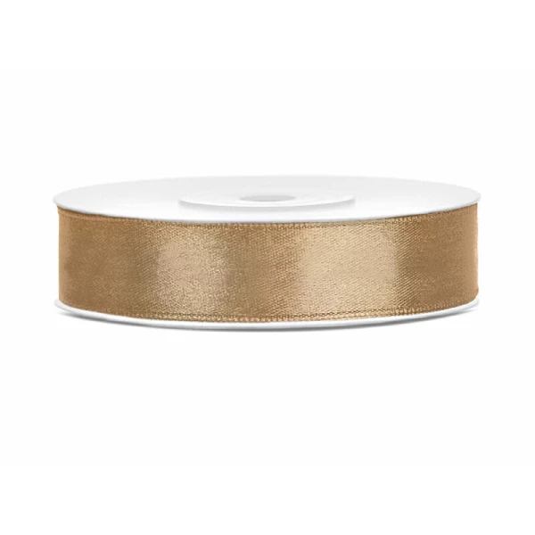 Satin Ribbon, Light Gold, 12mm (Sold Per Metre)