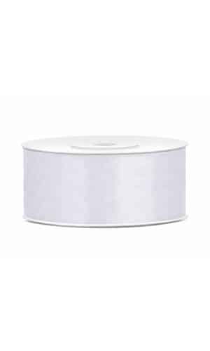 Satin Ribbon, White, 25mm (Sold Per Metre)