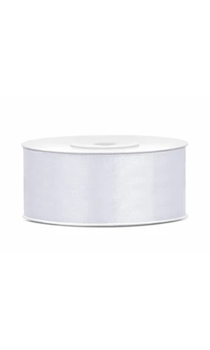 Satin Ribbon, White, 25mm (Sold Per Metre)