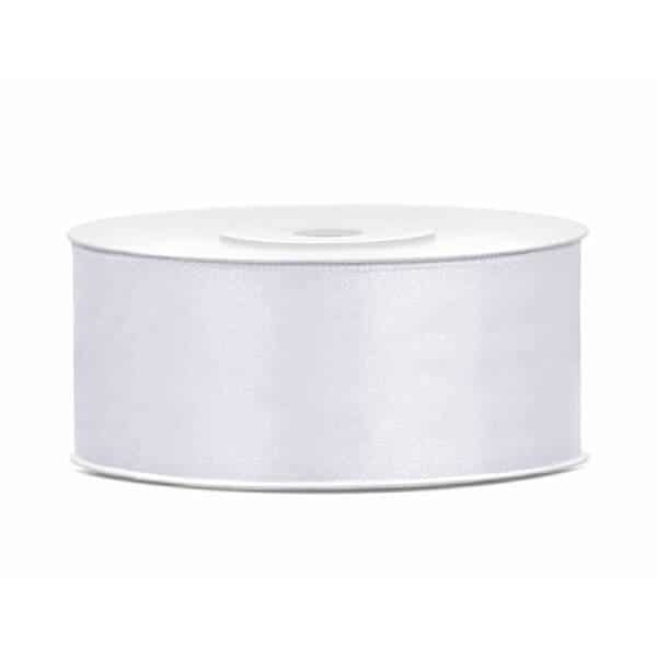Satin Ribbon, White, 25mm (Sold Per Metre)