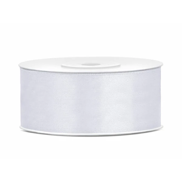 Satin Ribbon, White, 25mm (Sold Per Metre)