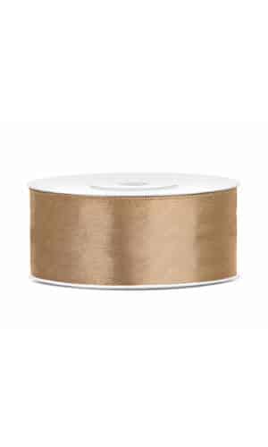 Satin Ribbon, Light Gold, 25mm (Sold Per Metre)