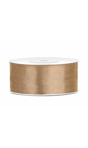 Satin Ribbon, Light Gold, 25mm (Sold Per Metre)