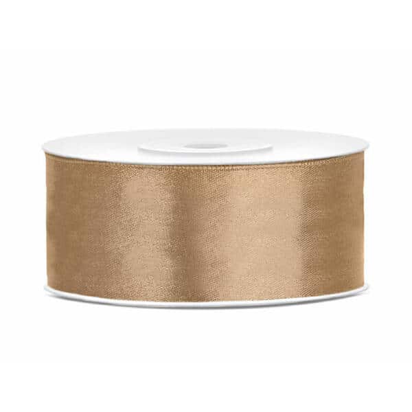 Satin Ribbon, Light Gold, 25mm (Sold Per Metre)