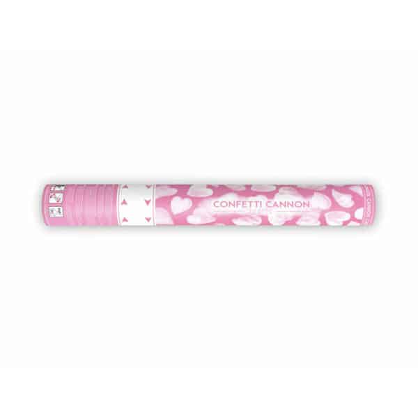Confetti Cannon With Hearts, White, 40cm