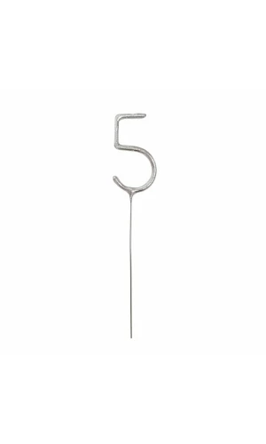 Birthday Silver Glitz Sparkler 17.8cm - Number 5