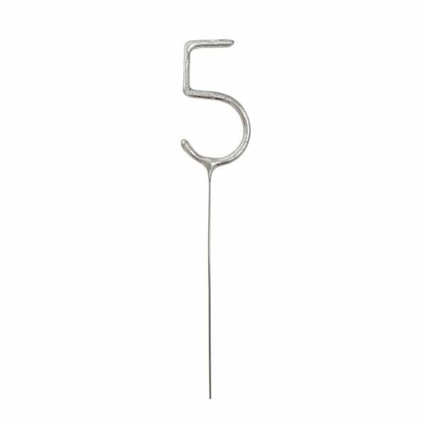Birthday Silver Glitz Sparkler 17.8cm - Number 5