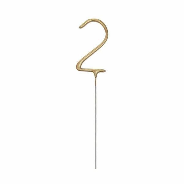 Birthday Gold Glitz Sparkler 17.8cm - Number 2