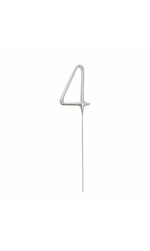 Birthday Silver Glitz Sparkler 17.8cm - Number 4