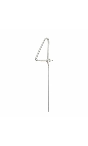 Birthday Silver Glitz Sparkler 17.8cm - Number 4