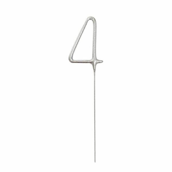 Birthday Silver Glitz Sparkler 17.8cm - Number 4