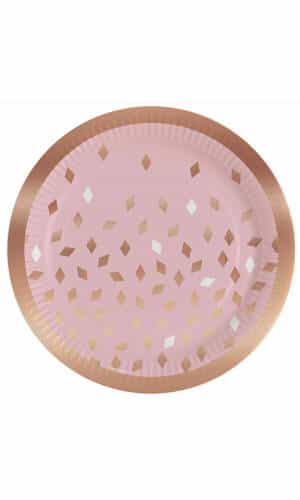 Rose Gold Round Paper Plate 23cm - 8pk