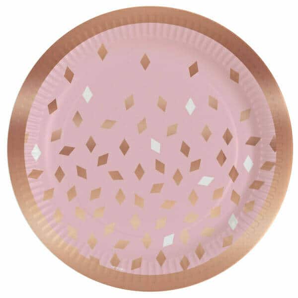 Rose Gold Round Paper Plate 23cm - 8pk