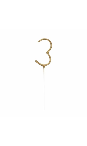 Birthday Gold Glitz Sparkler 17.8cm - Number 3