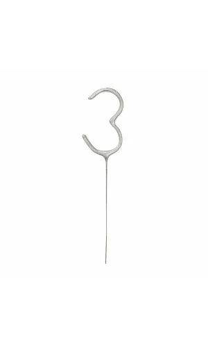 Birthday Silver Glitz Sparkler 17.8cm - Number 3