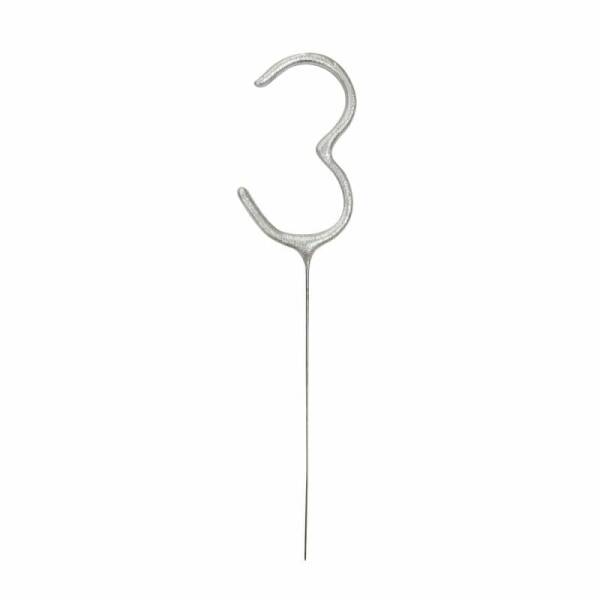 Birthday Silver Glitz Sparkler 17.8cm - Number 3