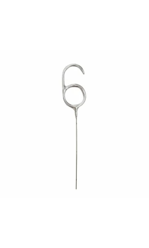 Birthday Silver Glitz Sparkler 17.8cm - Number 6