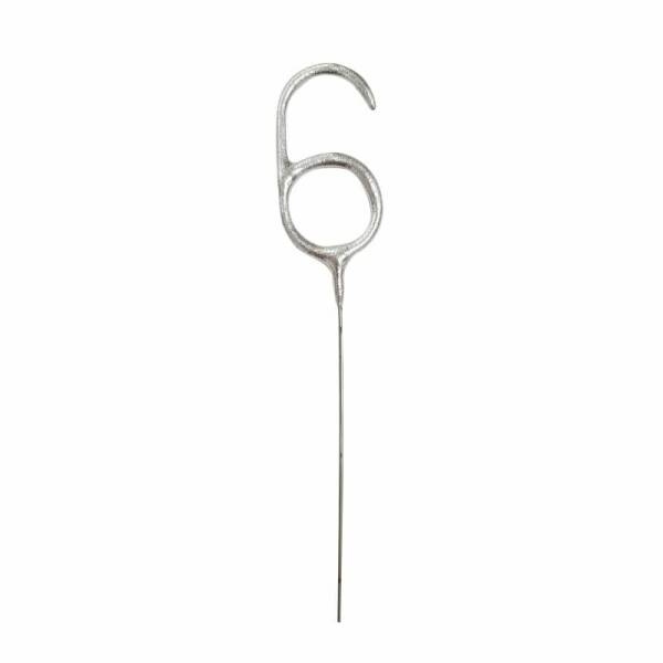 Birthday Silver Glitz Sparkler 17.8cm - Number 6