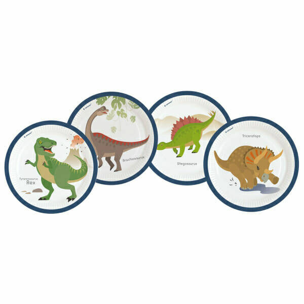 Happy Dinosaur Paper Plates 23cm - 8pk