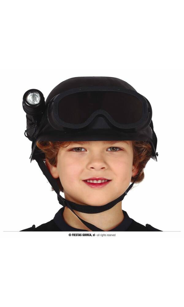 SWAT Riot Helmet With Flashlight - Child One Size