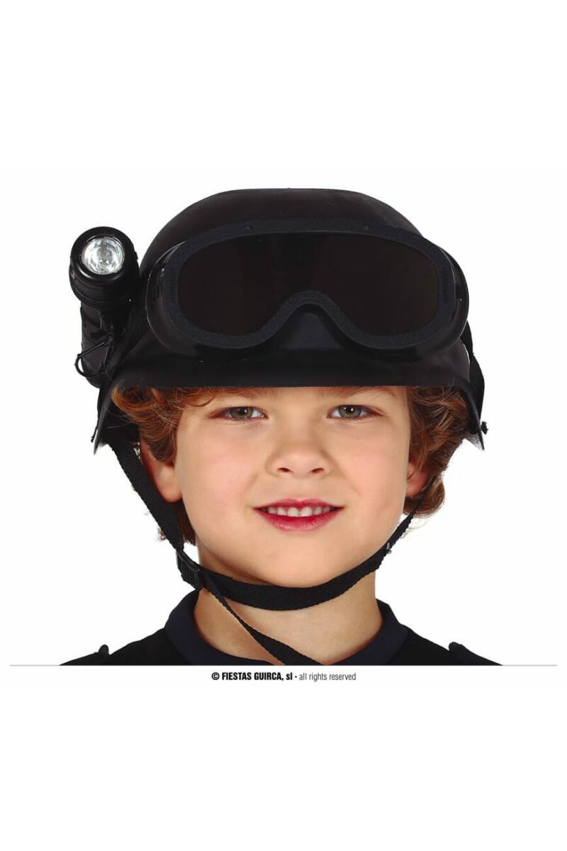 SWAT Riot Helmet With Flashlight - Child One Size