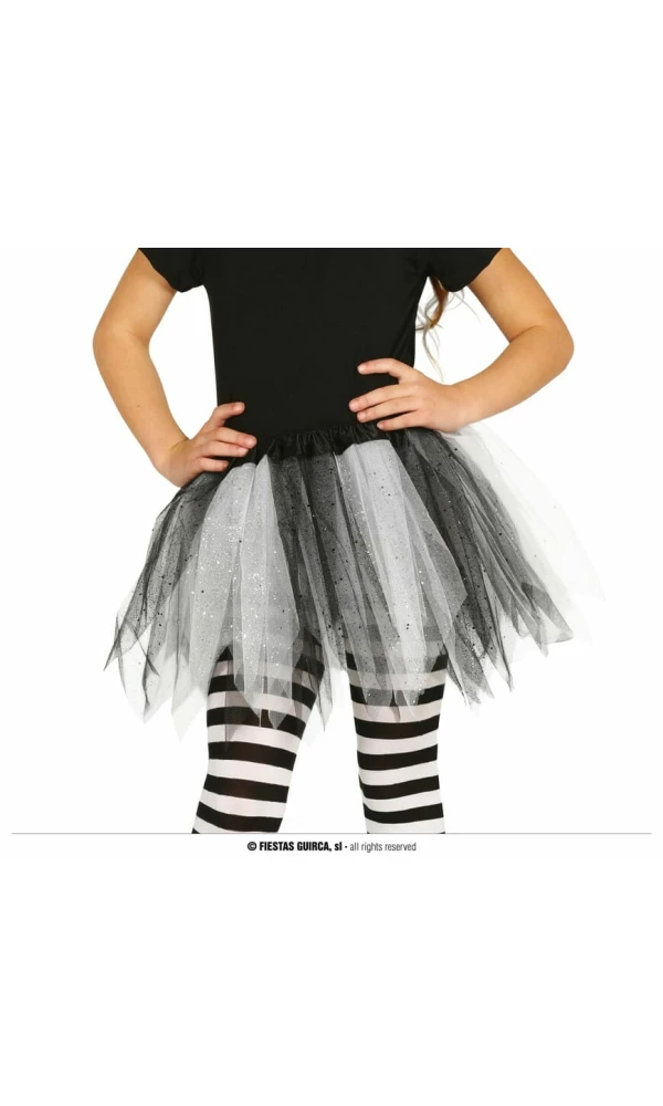 Black & White Shiny Tutu 30cm - Child One Size