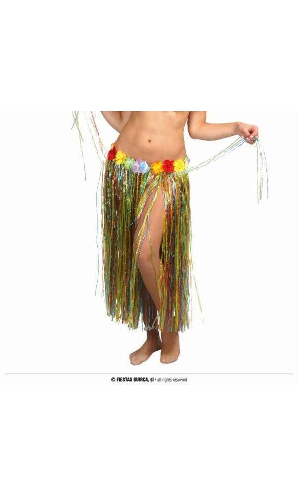 Hawaiian Skirt With Flowers 75cm - Multicolor