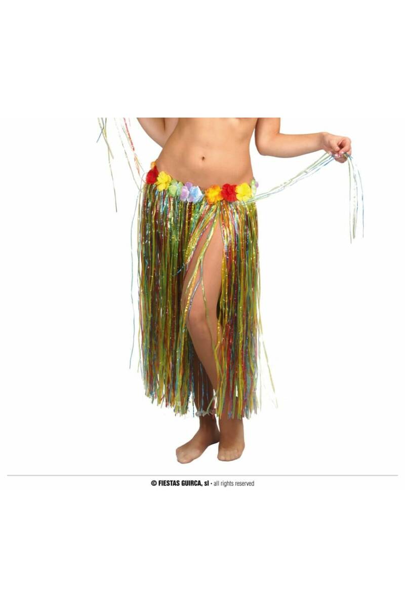 Hawaiian Skirt With Flowers 75cm - Multicolor