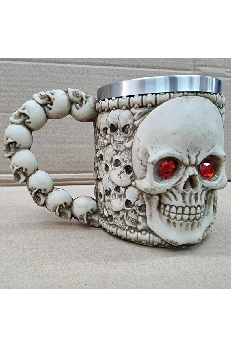 Halloween Skeleton Red Eyes Mug - 11cm x 15cm